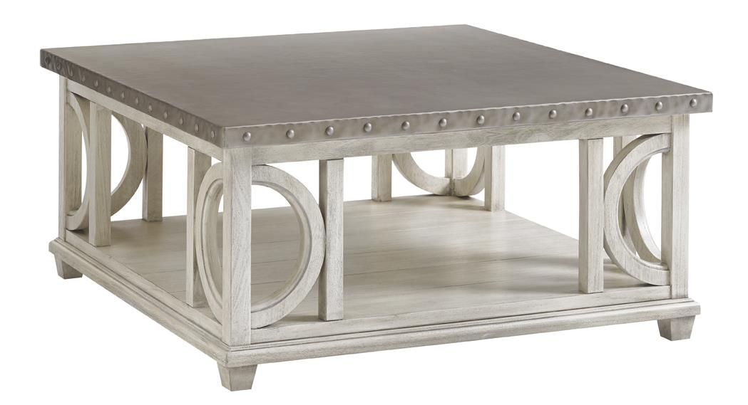 Lexington Oyster Bay 604774201 Litchfield Cocktail Table with Burnished Stainless Steel Top